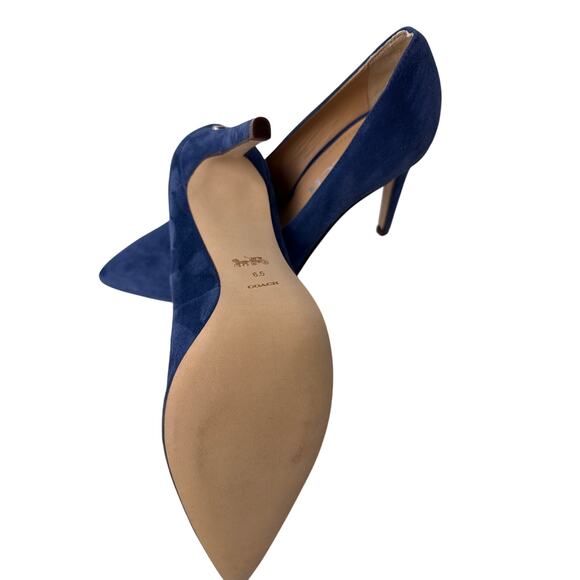 COACH Skyler Pump Stiletto Slip On Women's 6.5 B Blue Suede Pointed Toe - Picture 8 of 12